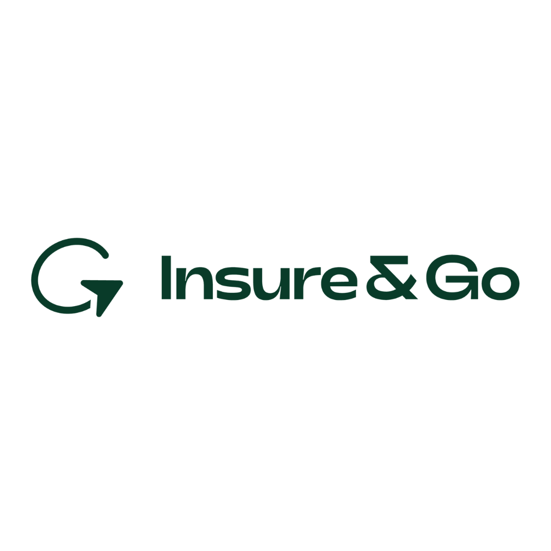 The Insure & Go logo features a dark green circular arrow icon next to the company name in a dark green sans-serif font.