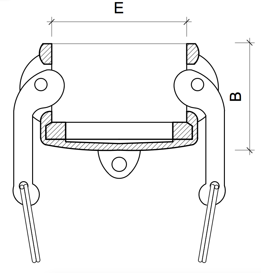Um desenho em preto e branco de um flange com medidas em um fundo branco.