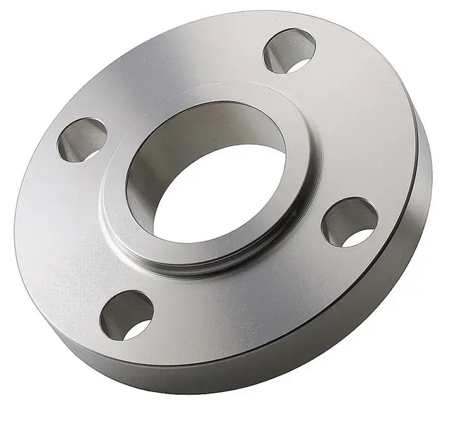 Um close de um flange de metal com furos