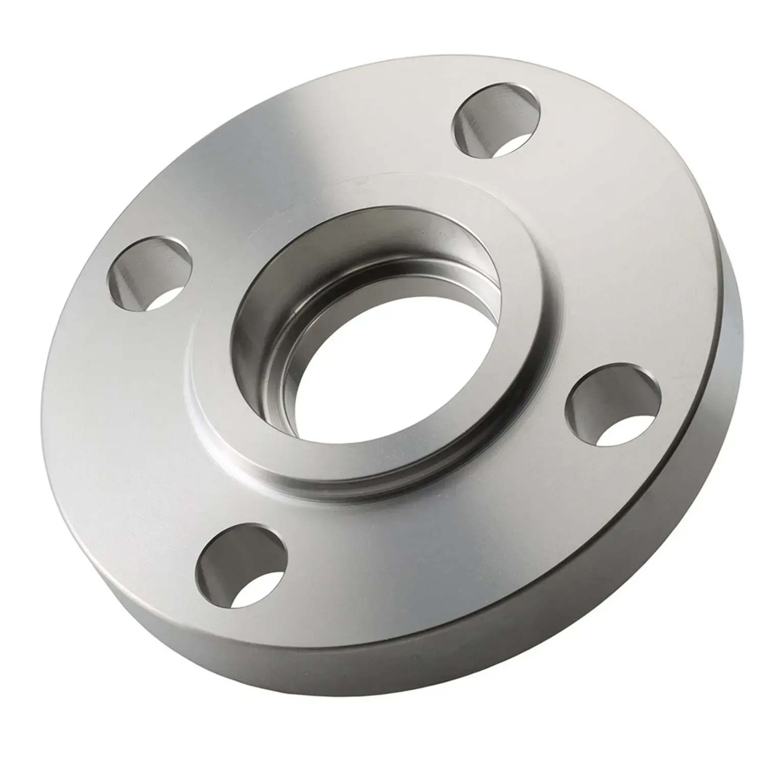 Um close de um flange de metal com furos