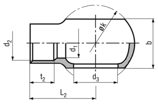 Um desenho em preto e branco de um pedaço de metal com medidas.