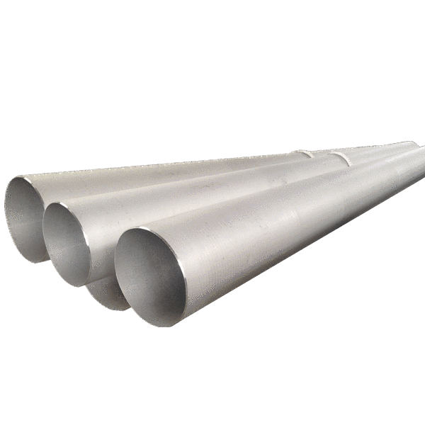Um flange de aço inoxidável com um furo no meio em um fundo branco.