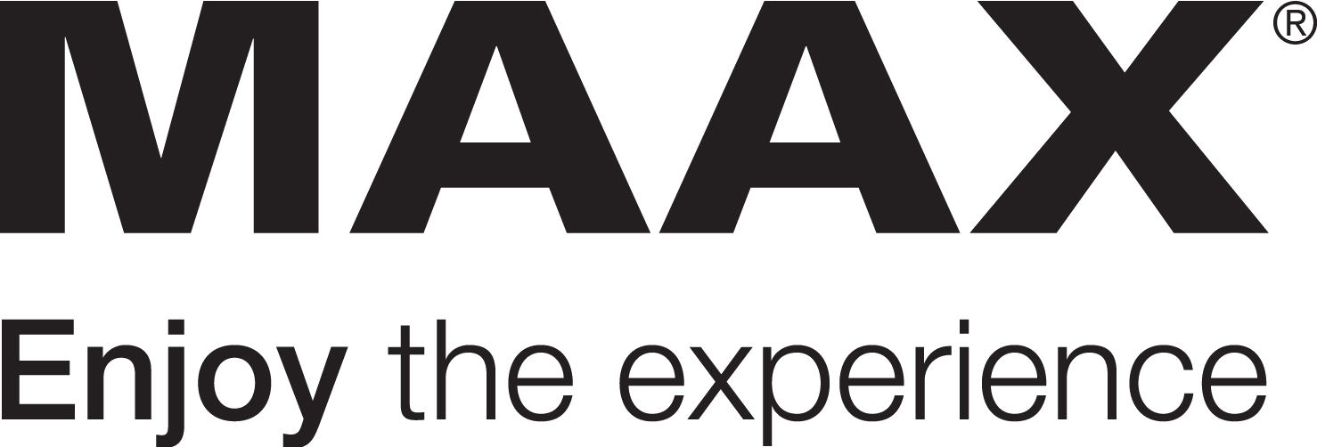 Logo MAAX avec le slogan « Profitez de l'expérience ».