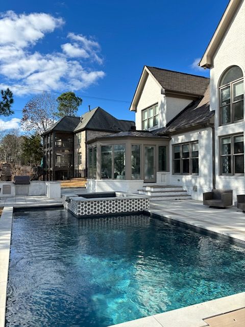 Contemporary pool design with sleek, geometric lines