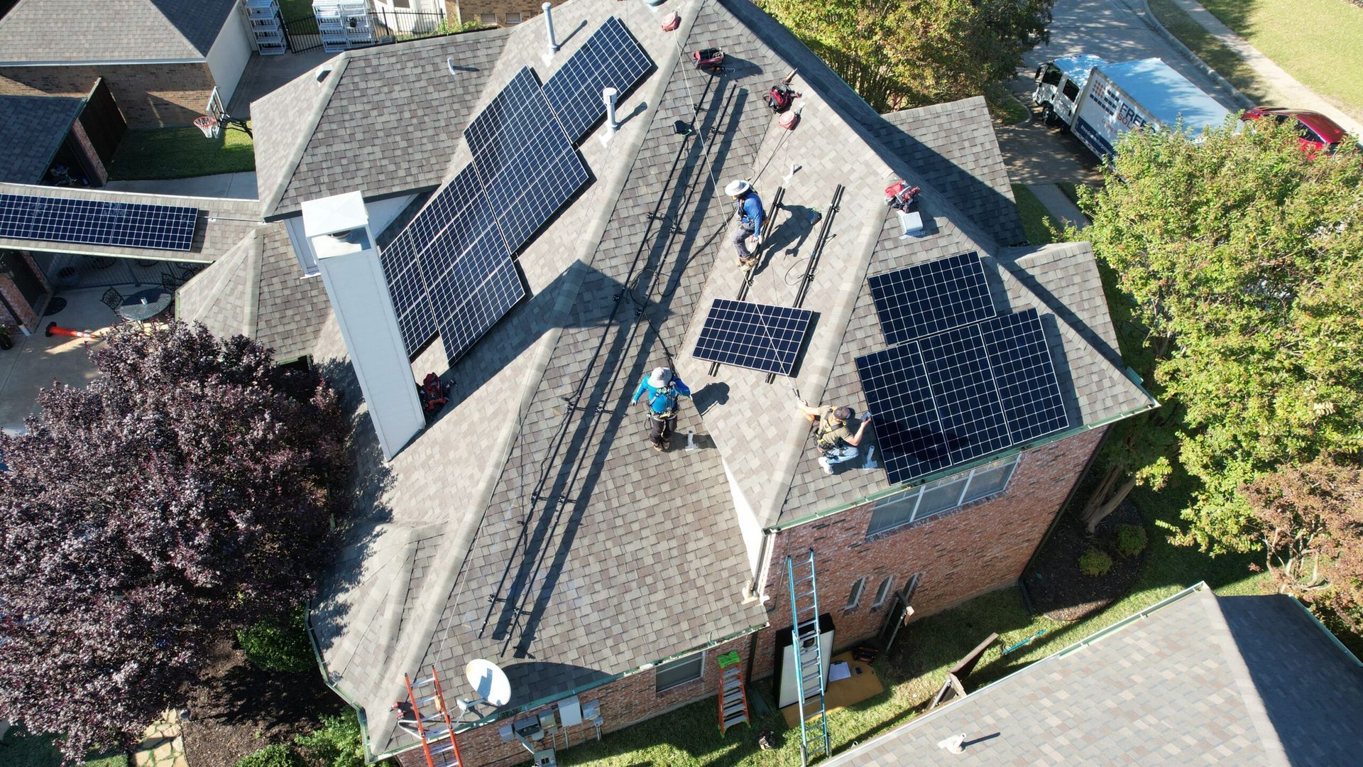 Solar panel installation on a residential roof