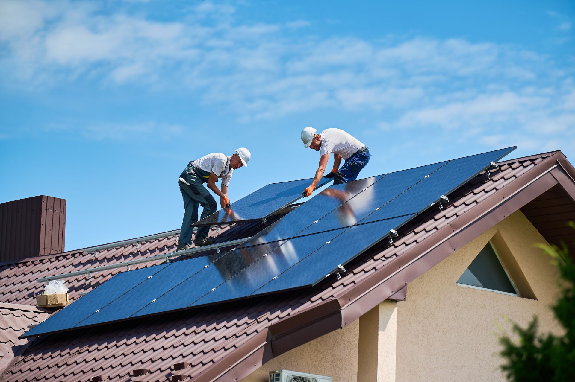 Install solar panels on a brown roof