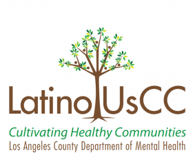 LatinoUsCC logo with a brown tree and green leaves above the text