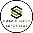 Logo Orazio Salvo Ceramiche in nero, oro e bianco con una S stilizzata all'interno di un cerchio