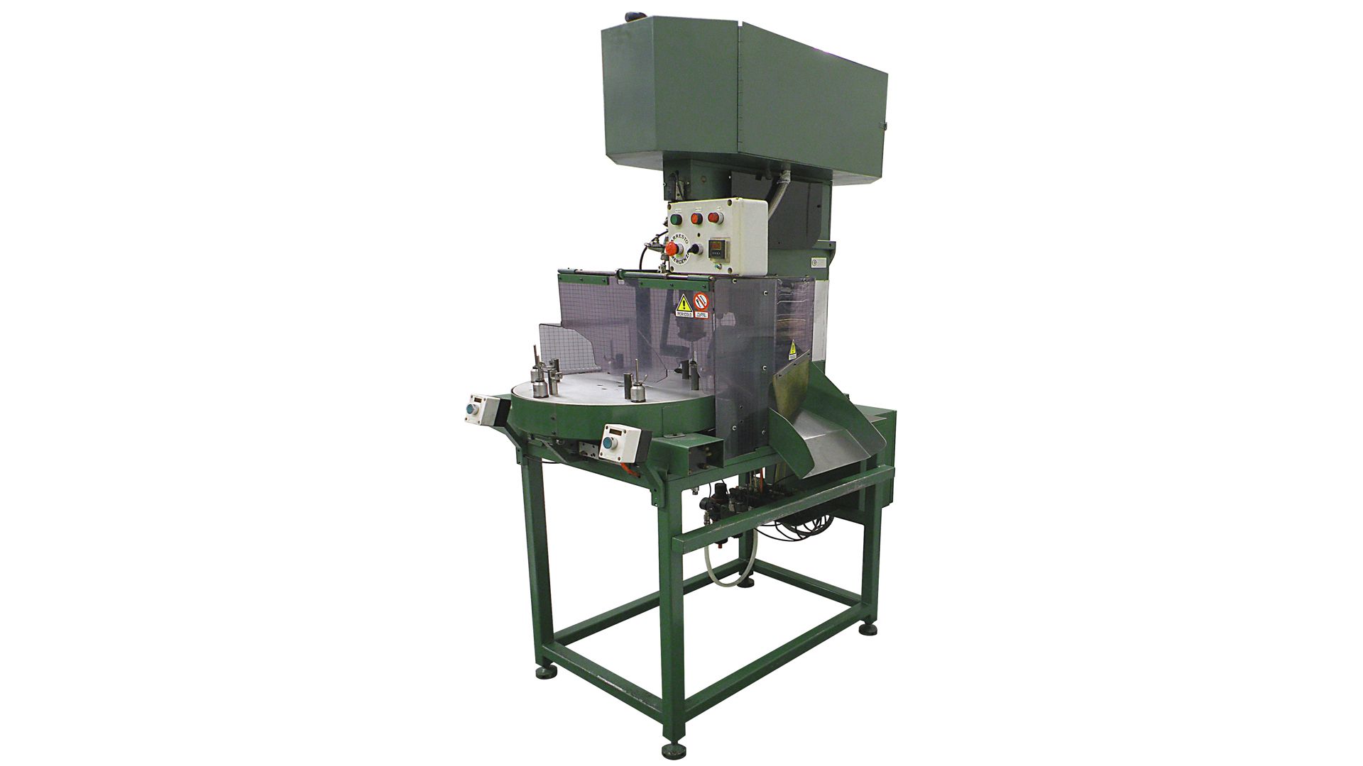 macchina rivettatrice per assemblaggio gruppo freno su supporto girevole con rivetti semiforati-Ø 4.8 mm - STEMAK Automazione