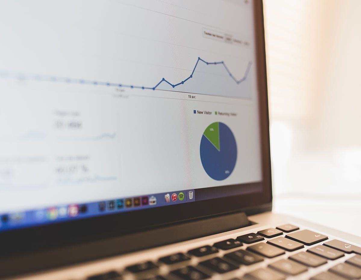 laptop open to line graph