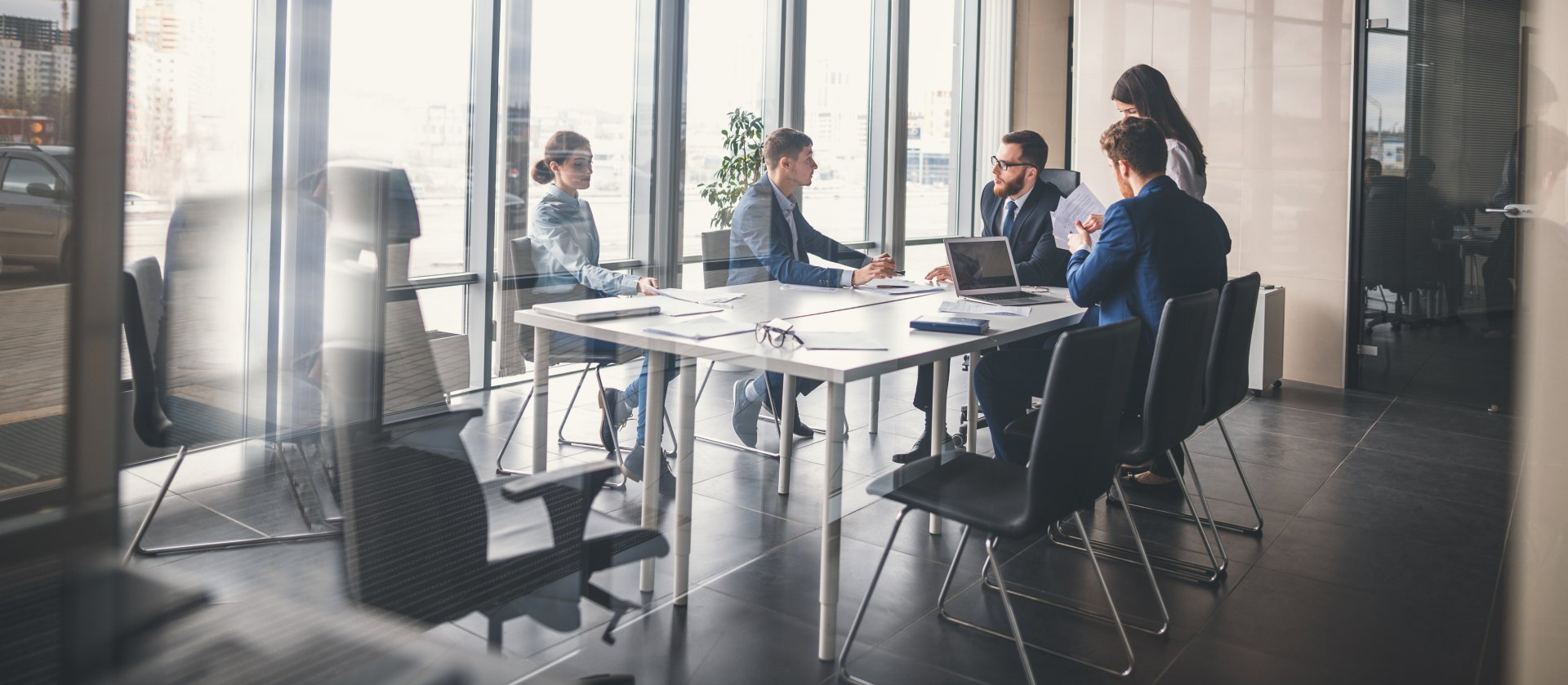 Corporate business team and manager in a meeting