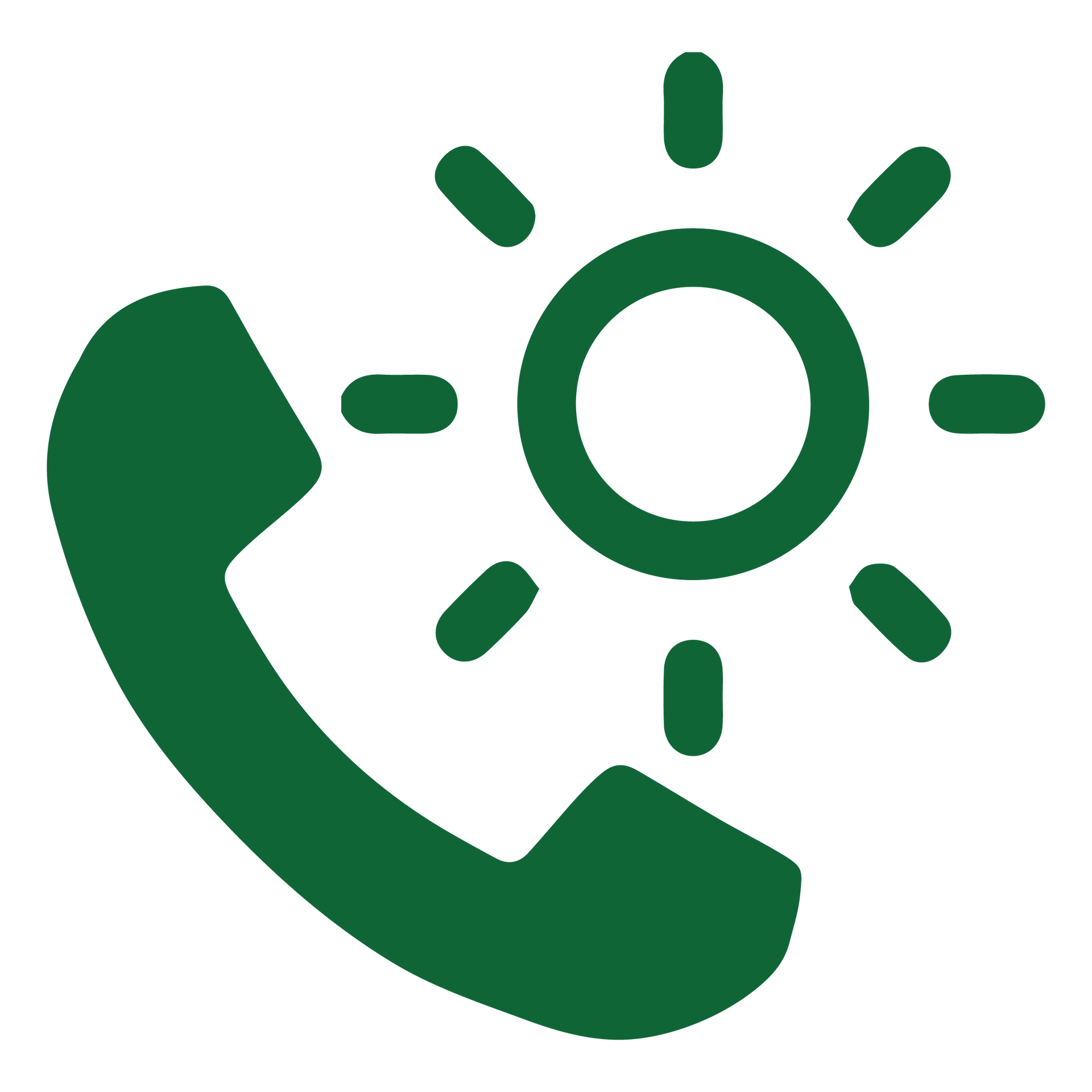 A green icon of a phone with a sun in the background.