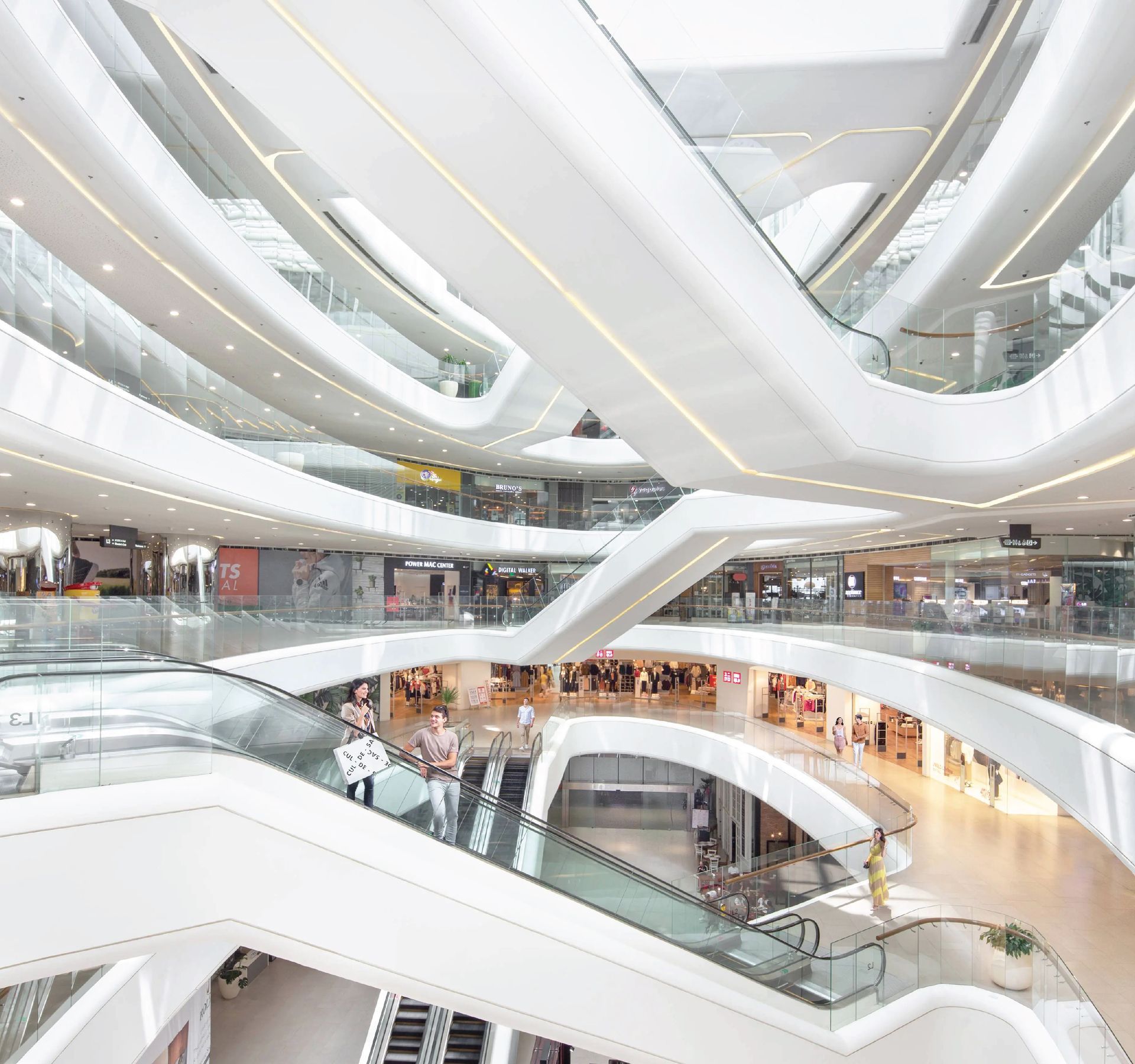 The inside of a large building with a lot of stairs