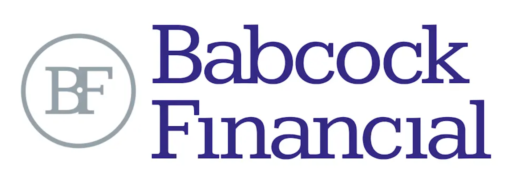 Logo for Babcock Financial: gray circle with