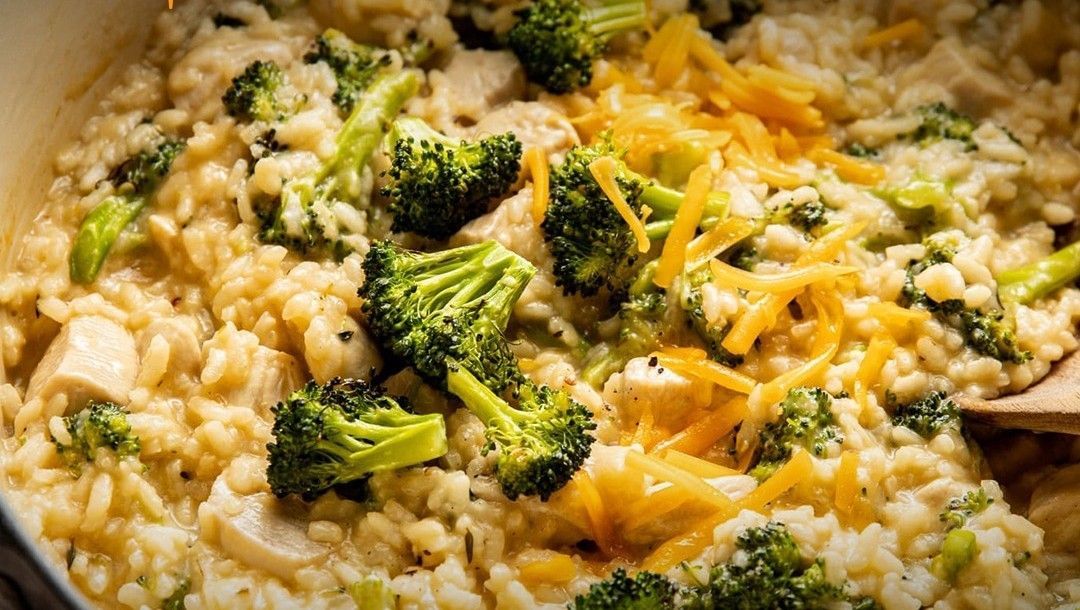 Creamy Risotto Topped With Vibrant Broccoli