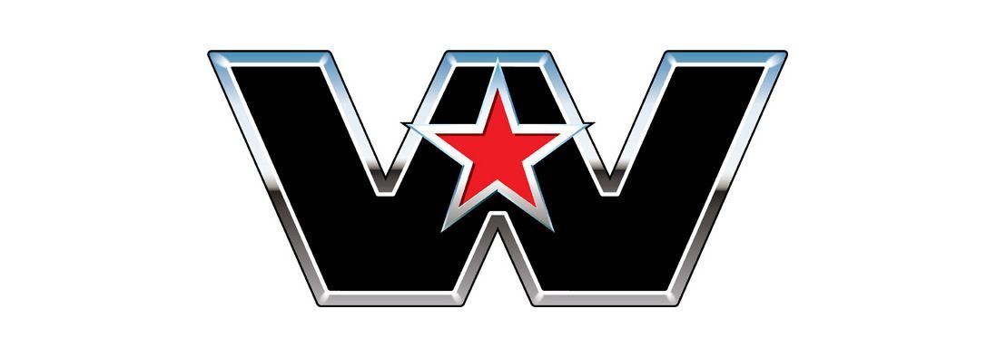 Logo Western Star Trucks, « W » noir avec une étoile rouge à l'intérieur.
