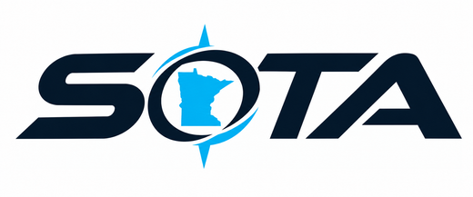 The word sota is written in black letters with a blue hat.