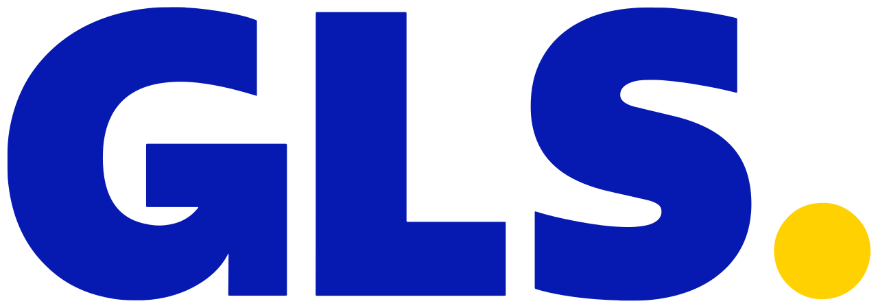 Blauw GLS-logo met een gele stip