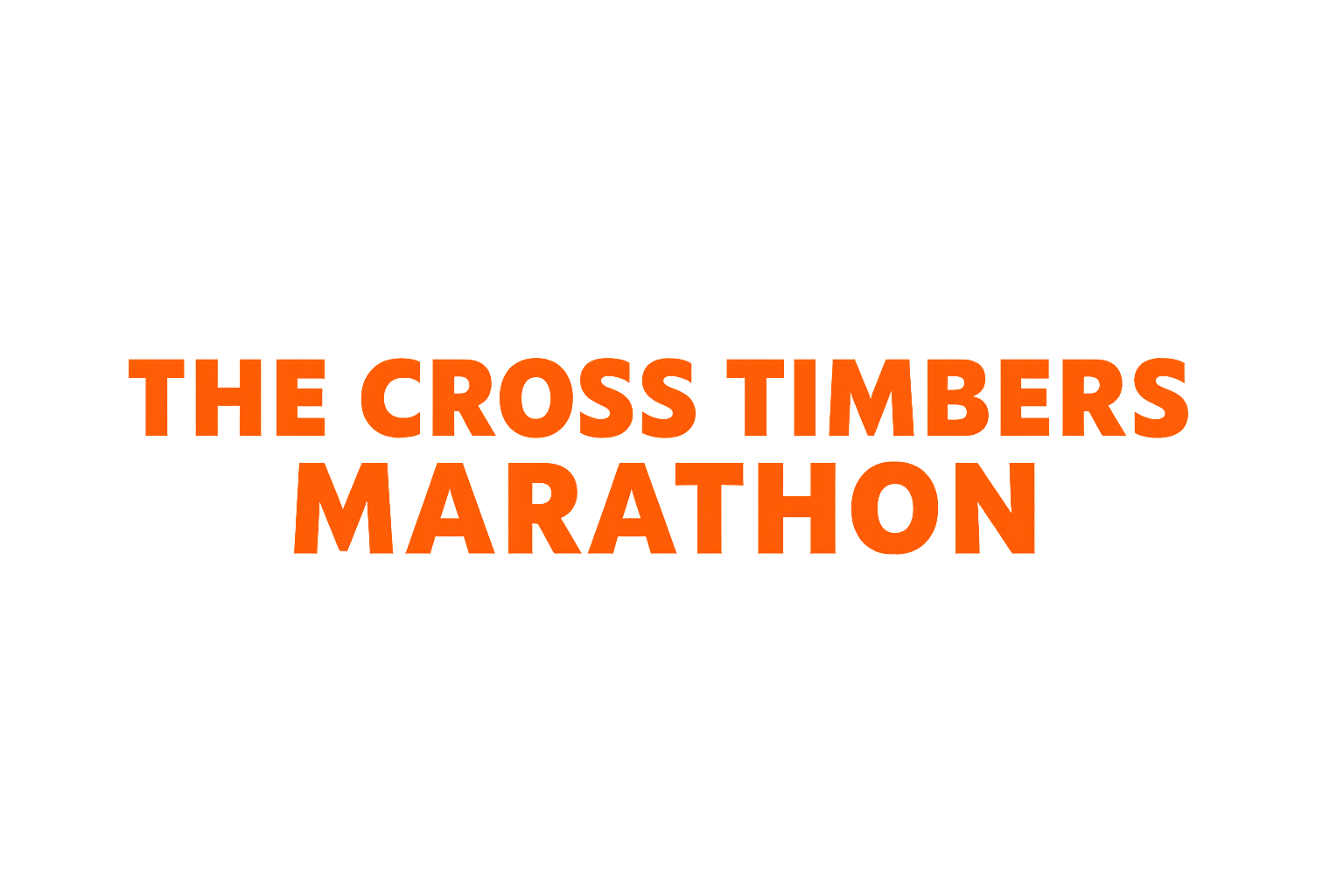 The Cross Timbers Marathon logo in orange text on a white background.