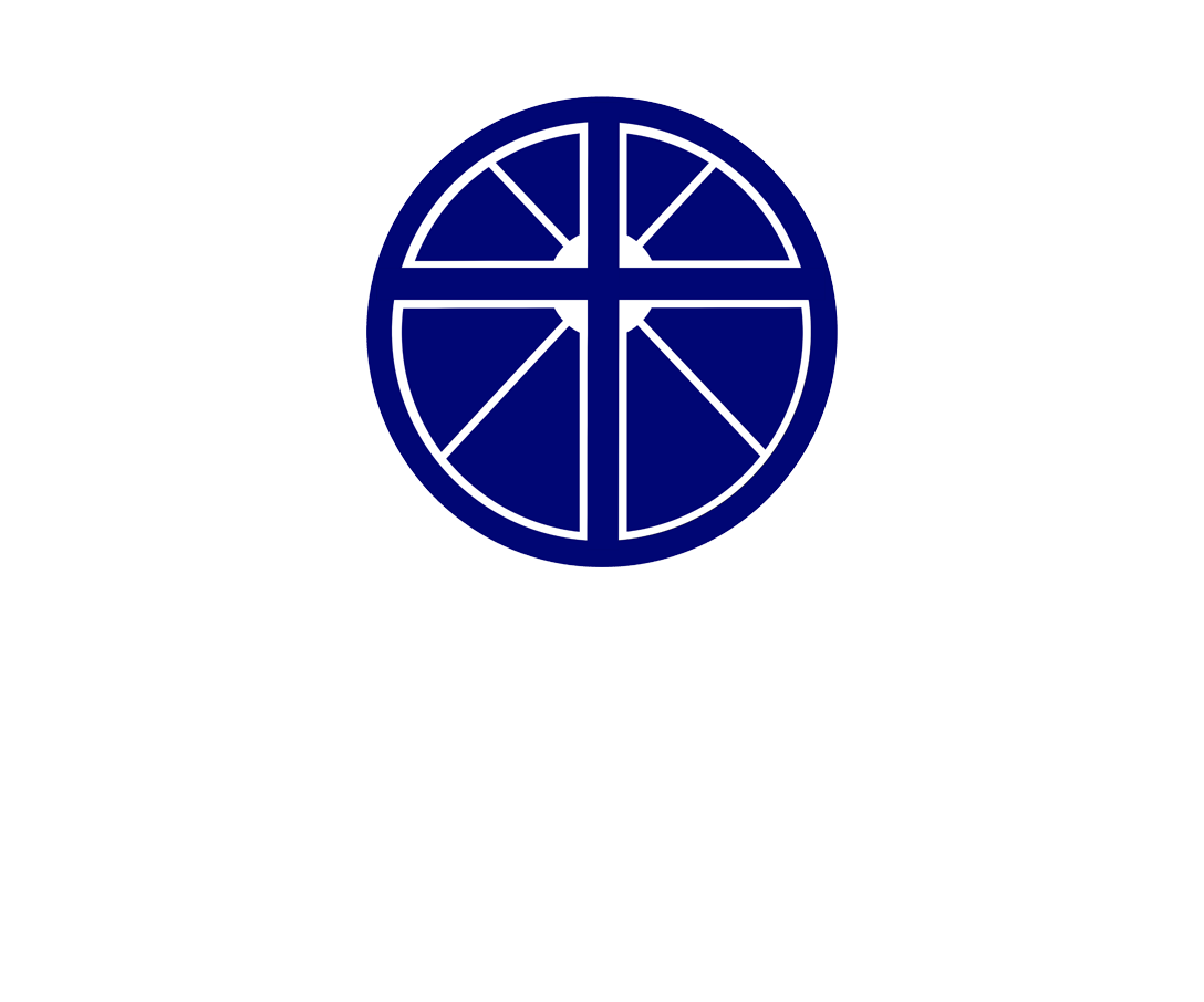 Blue and white symbol: a cross inside a circle. Taylor Bros. Funeral Home Logo footer.