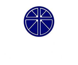 Blue and white symbol: a cross inside a circle. Taylor Bros. Funeral Home Logo footer.
