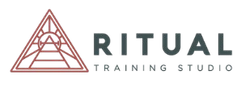 The Ritual Training Studio logo features a stylized geometric triangle icon beside the bolded text brand name.
