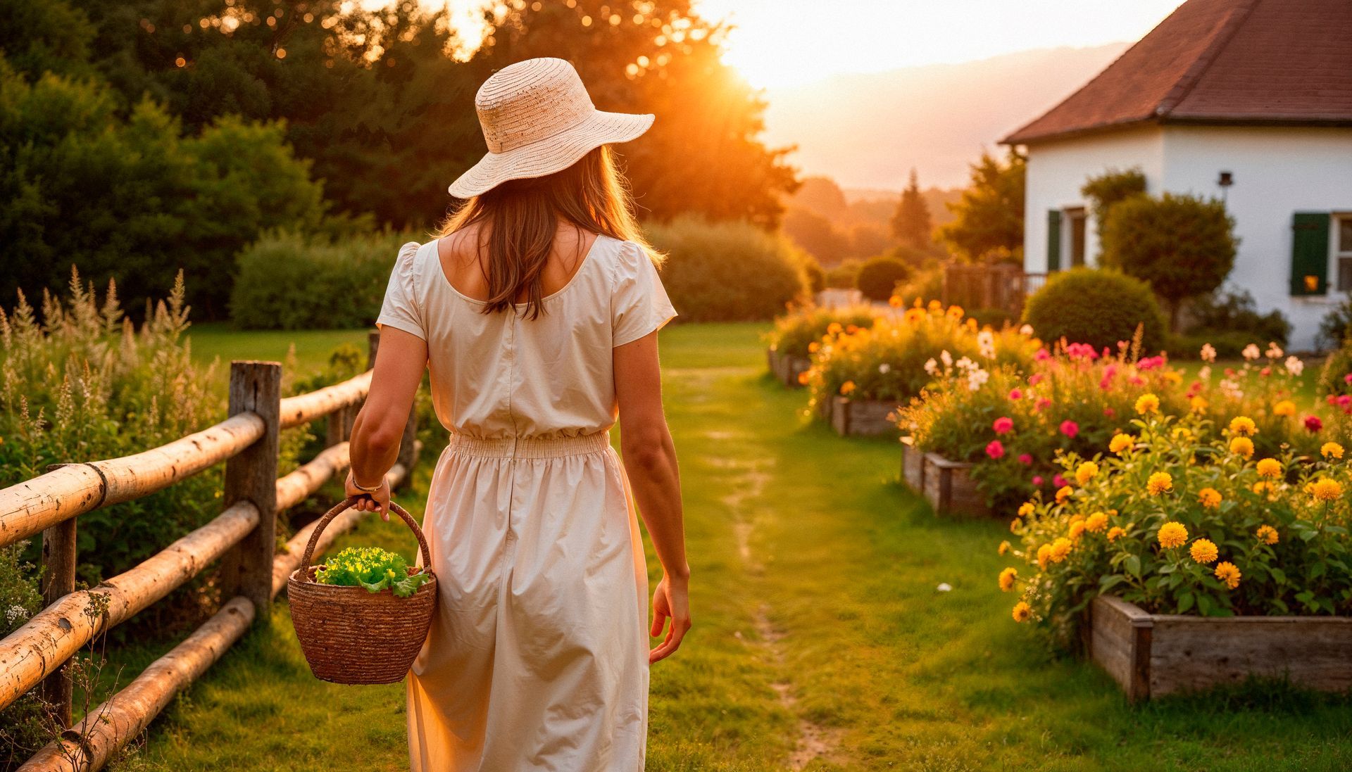 woman in summer garden