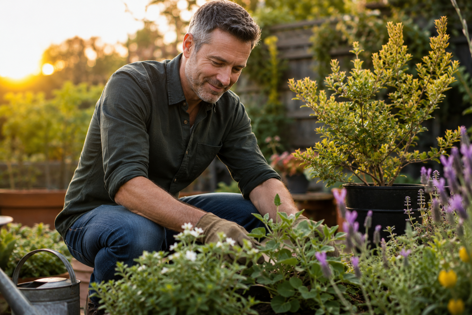 man in a garden