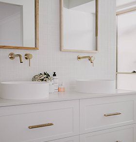 White Cabinets And Bathroom Mirrors — Interior Design in Tweed Heads, NSW