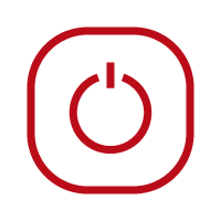 Red gear icons, one large and one small, on a white background