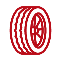 Red gear icons, one large and one small, on a white background