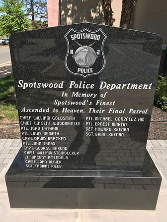 A black granite monument for the Spotswood, NJ police department in memory of Spotswood's finest.