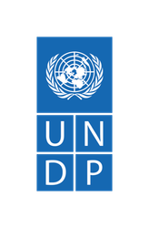 A blue and white logo for the united nations