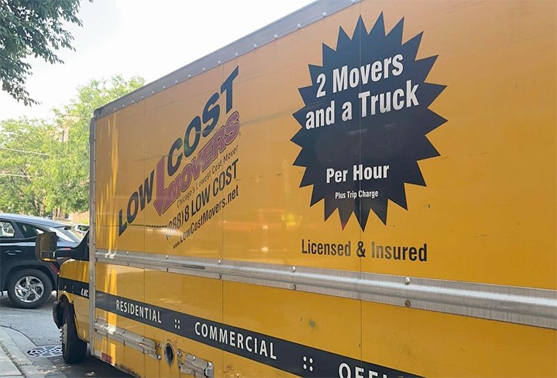 Yellow moving truck with