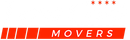 Logo for a moving company, featuring orange bars and the word