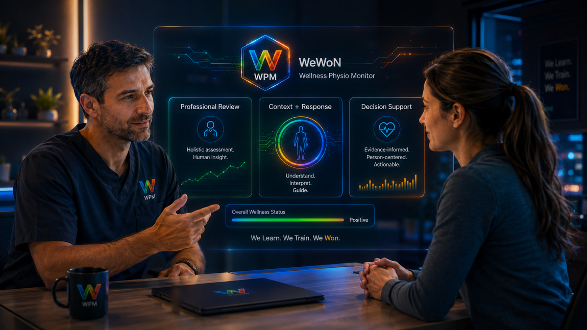 Coach and athlete reviewing Wellness Physio Monitor data
