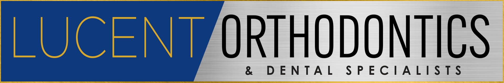 Lucent Orthodontics, San Antonio. The logo for Lucent Orthodontics & Dental Specialists, featuring blue and metallic silver text on a rectangular background.