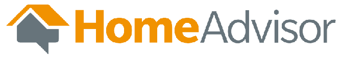 HomeAdvisor logo with an orange house icon and orange 