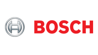 Logotipo de Bosch con el nombre en rojo y un emblema circular gris sobre un fondo blanco