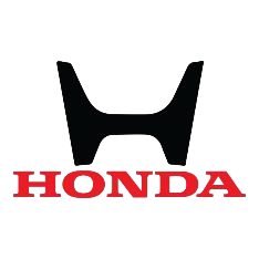Logotipo de Honda con el nombre en rojo debajo de un emblema negro sobre un fondo blanco