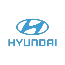 Logotipo de Hyundai en azul claro sobre un fondo blanco