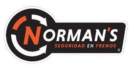 Logotipo de Norman en negro, naranja y blanco con «Seguridad en Frenos»