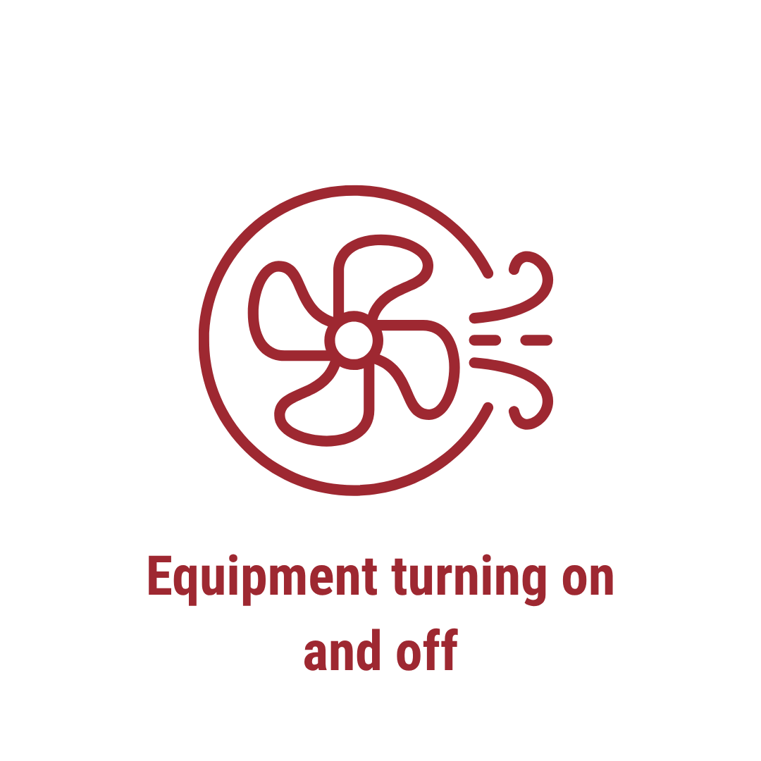 equipment turning on and off