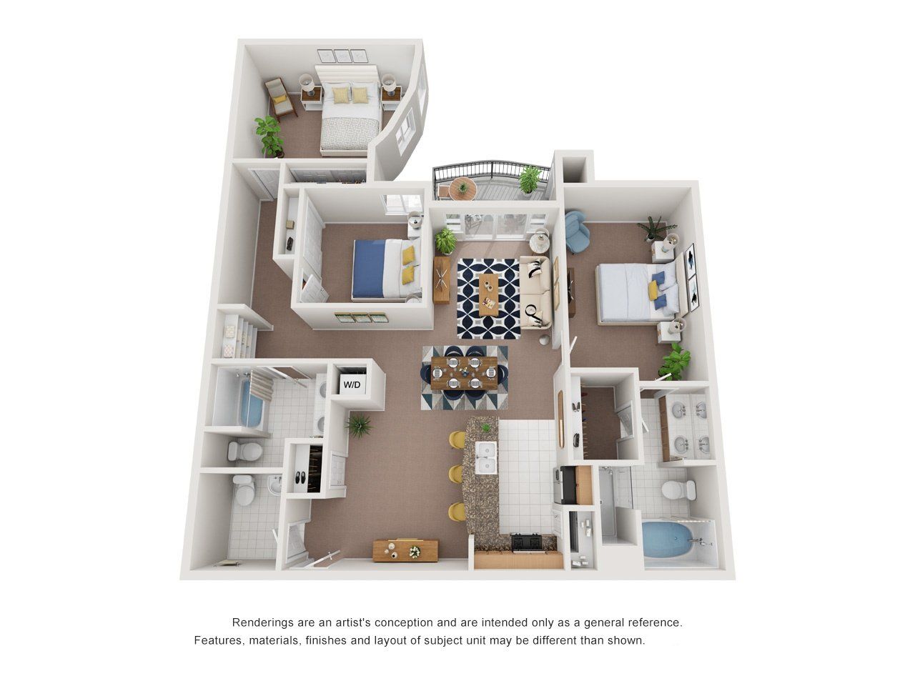 3 beds, 2.5 baths