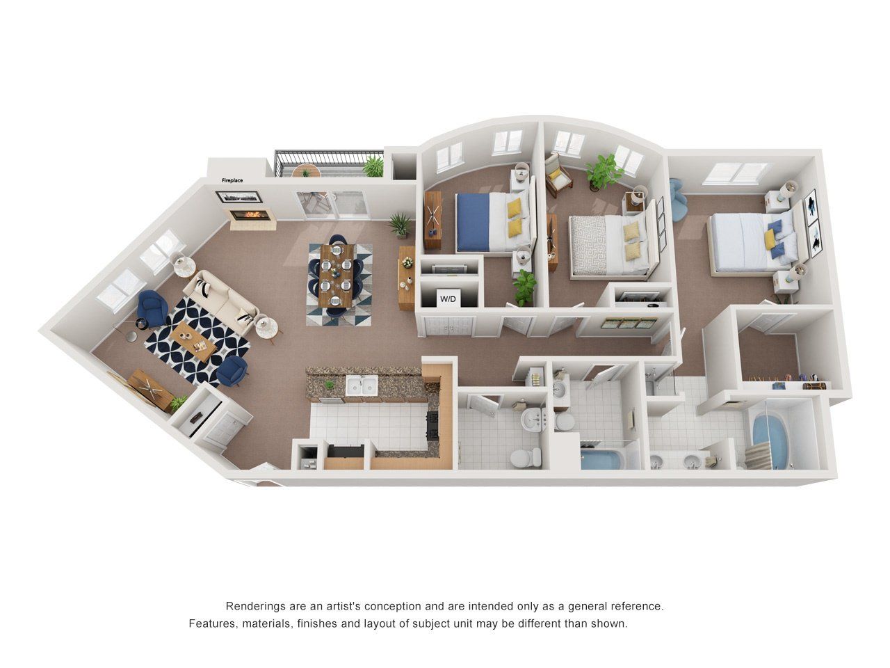3 beds, 2.5 baths