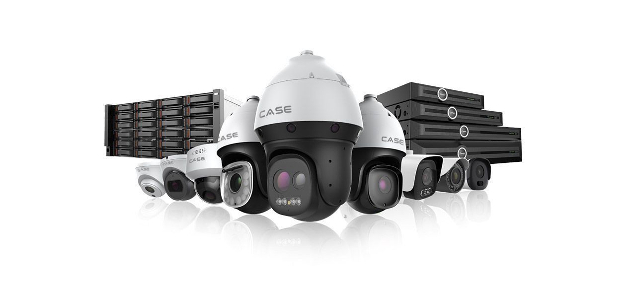 Security cameras and recording devices, on a white background.