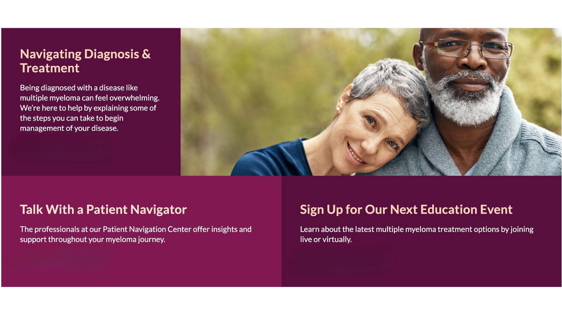 Woman resting head on man's shoulder. Text blocks: