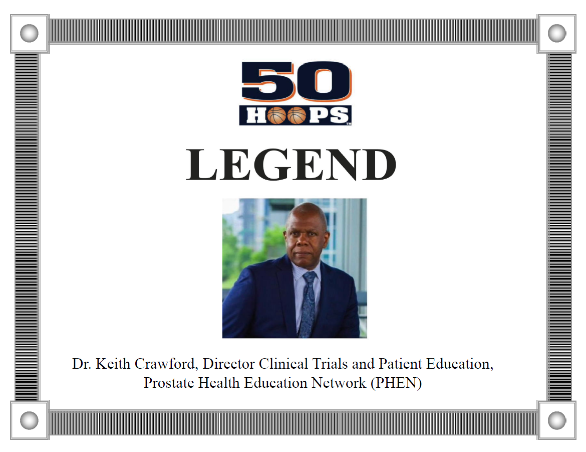 50 Hoops Legend. Portrait of a man in a suit, Dr. Keith Crawford