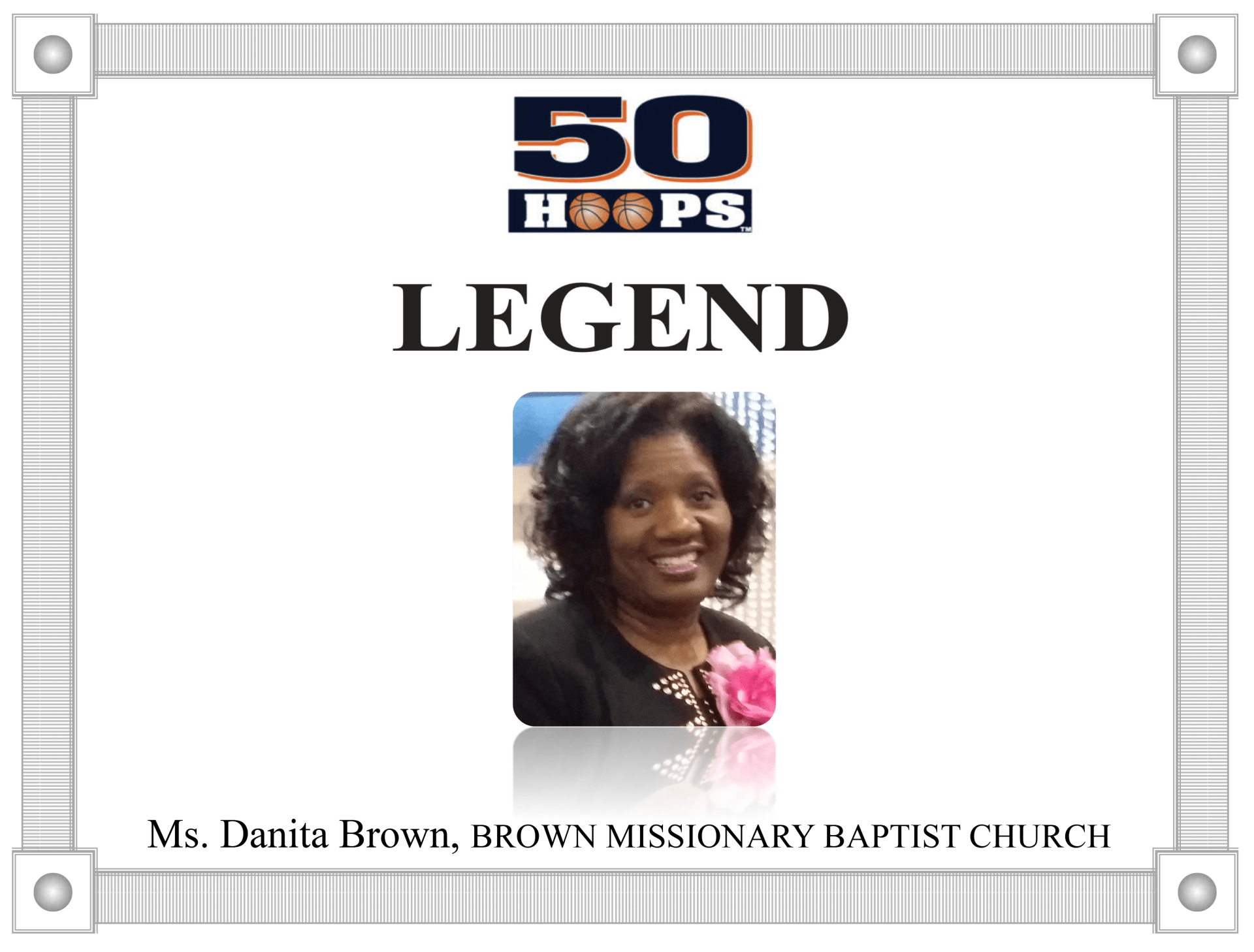 Award honoring Ms. Brown, Brown Missionary Baptist Church, marked 
