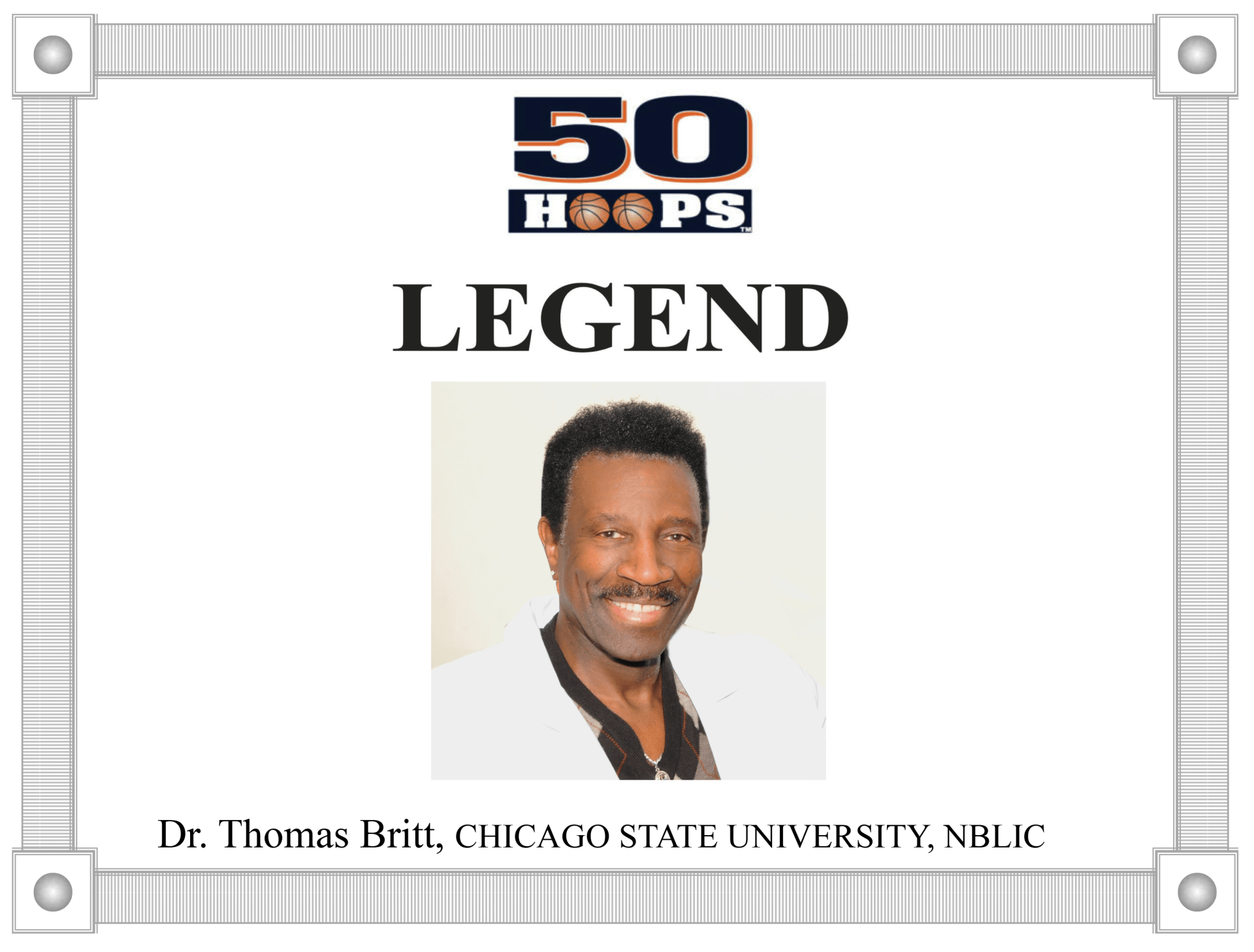 Award for Dr. Thomas Brill, Chicago State University, labeled 